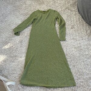 Zara Shimmering Mesh Knit Long Sleeve Dress